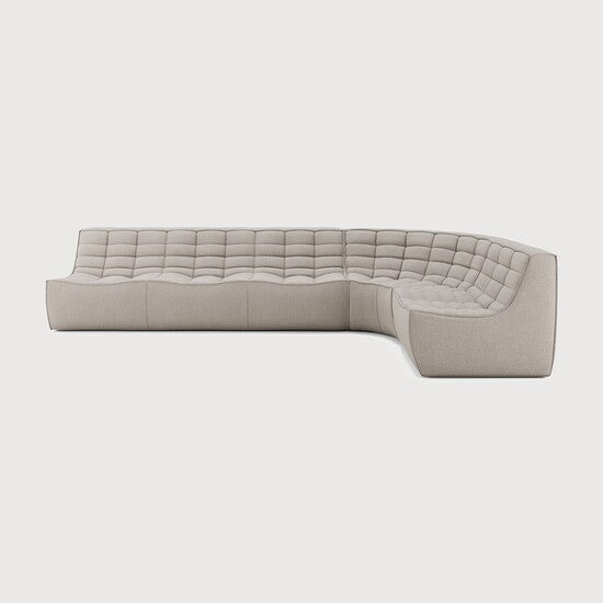 N701 Modular Sofa Set - 1-Seater, Corner & 3-Seater - Ecru - upholstery with recycled cotton, 90° round corner, Right view
