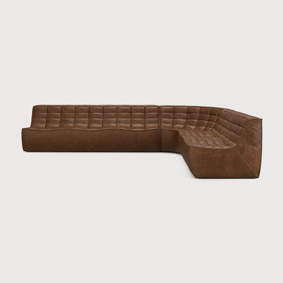 N701 Modular Sofa Set - 2-Seater, Corner & 3-Seater - Chestnut - aniline leather, 90° round corner, Right view