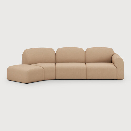 Bulky Modular Sofa Set - End Seat, Center Seat & 45° Corner - Light Sepia, Standard, Left view