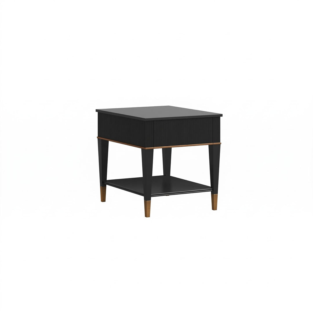 Boulevard Drawer End Table — Raven Black