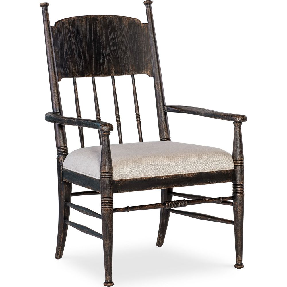 Dining Chairs Americana Upholstered Seat Arm Chair - Dark Wood
