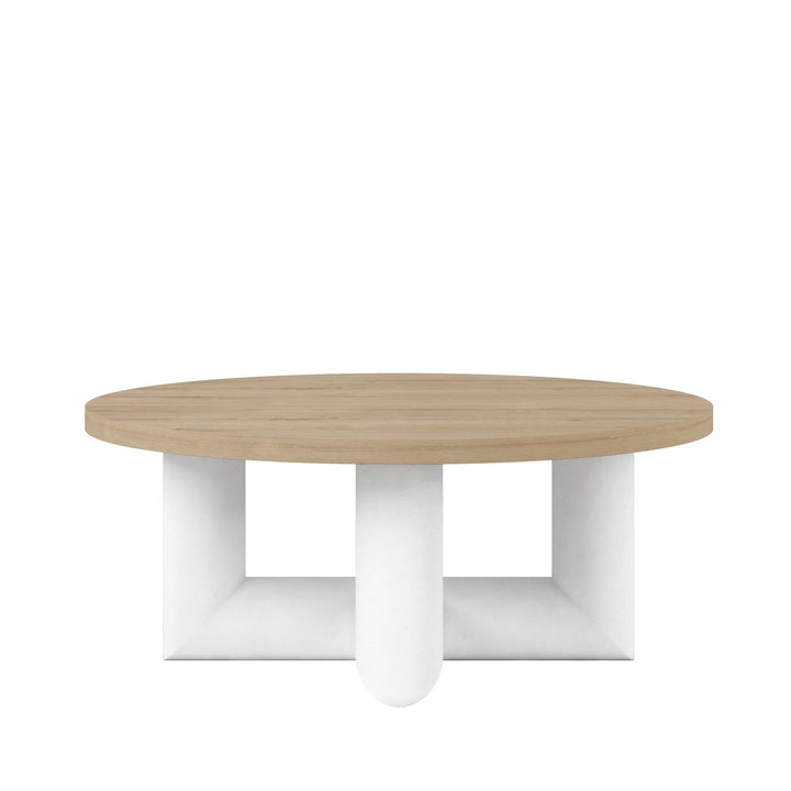 Garrison Round Cocktail Table - Brown, White