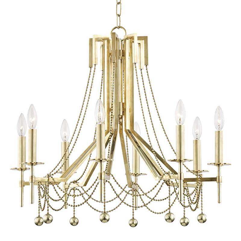 Zariah 8 Light Chandelier-Hudson Valley-HVL-5228-AGB-ChandeliersAged Brass-1-France and Son