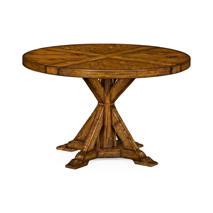 Circular Dining Table-Jonathan Charles-JCHARLES-491086-48D-CFW-Dining TablesCountry Walnut-48" Without Inbuilt Lazy Susan-6-France and Son