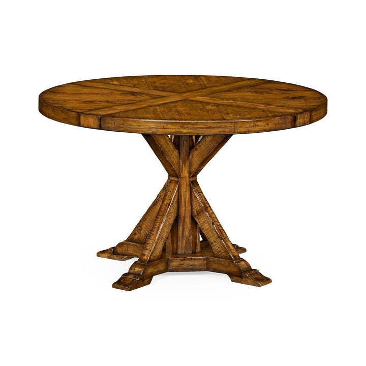 Circular Dining Table-Jonathan Charles-JCHARLES-491086-48D-CFW-Dining TablesCountry Walnut-48" Without Inbuilt Lazy Susan-6-France and Son