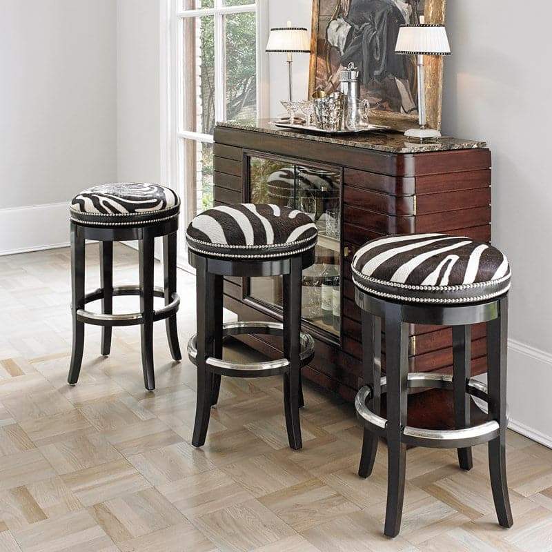 Zebrano Swivel Barstool - Backless-Ambella-AMBELLA-03534-510-011-Bar Stools-2-France and Son