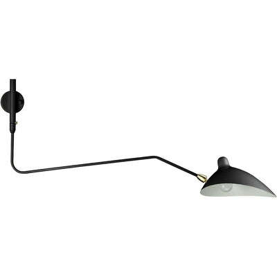 Mid-Century Modern Reproduction MSC-R1C Rotating Sconce - One Curved Arm - Black Inspired by Serge Mouille