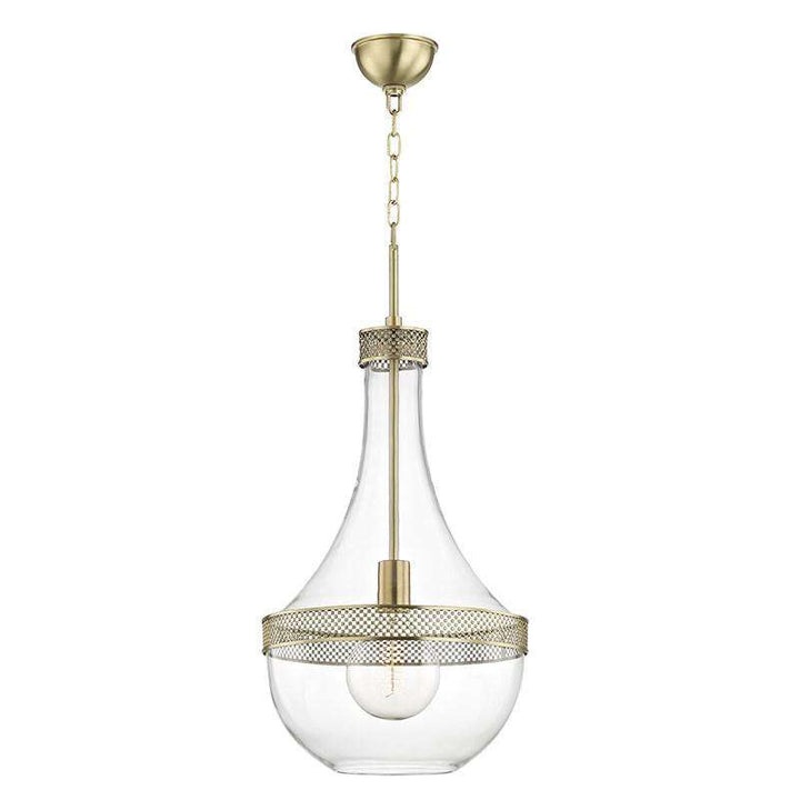 Hagen 1 Light Large Pendant-Hudson Valley-HVL-1814-AGB-PendantsAged Brass-1-France and Son