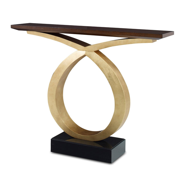 Loophole Console Table - Gold-Ambella-AMBELLA-07286-850-001-Console TablesBrown-1-France and Son