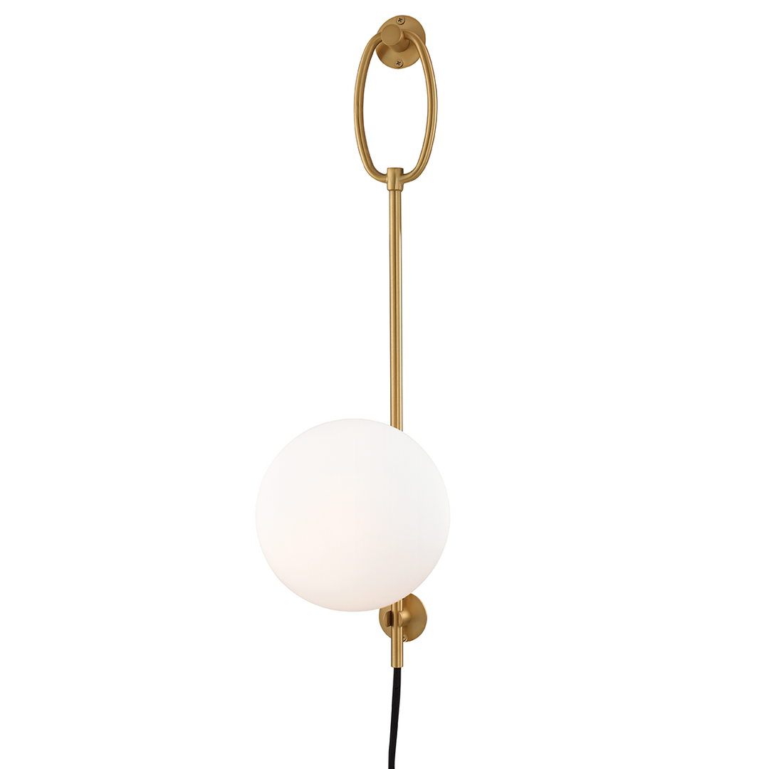 Gina 1 Light Wall Scone With Plug-Mitzi-HVL-HL290101-AGB-Outdoor Wall SconcesAged Brass-1-France and Son