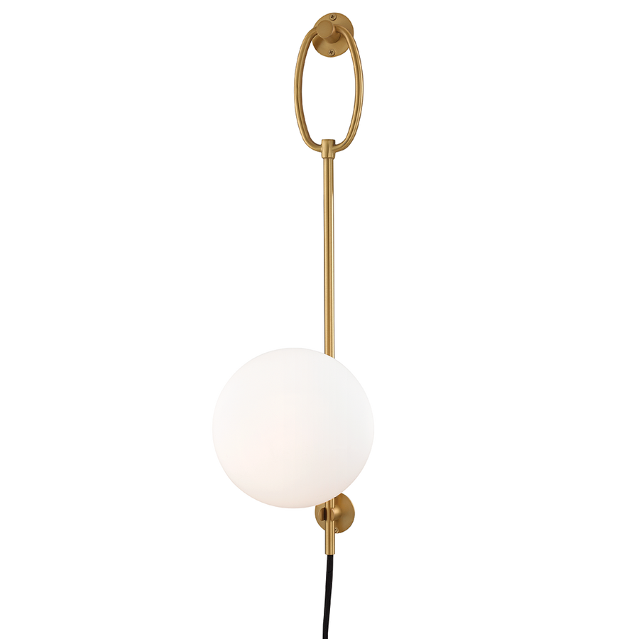 Gina 1 Light Wall Scone With Plug-Mitzi-HVL-HL290101-AGB-Outdoor Wall SconcesAged Brass-1-France and Son