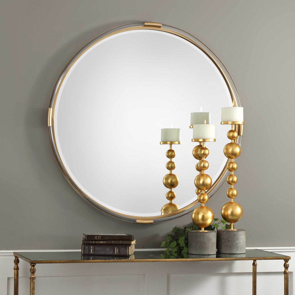 Mackai Round Gold Mirror-Uttermost-UTTM-09333-Mirrors-2-France and Son