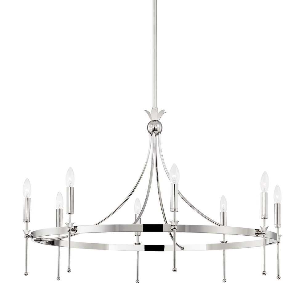 Gates 8 Light Chandelier-Hudson Valley-HVL-4338-PN-ChandeliersPolished Nickel-2-France and Son