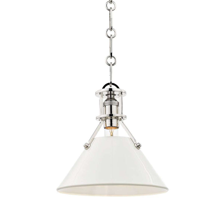 Painted No.2 1 Light Small Pendant-Hudson Valley-HVL-MDS351-PN/OW-PendantsSilver/White-6-France and Son