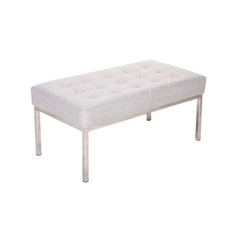 Mid Century Tufted Bench - Grey Fabric-France & Son-FB8082LGREY-Benches-1-France and Son