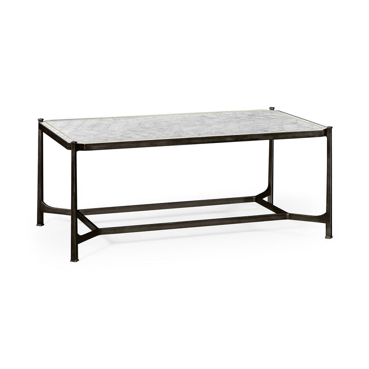 Églomisé & Iron Rectangular Coffee Table-Jonathan Charles-JCHARLES-494144-G-GES-Coffee TablesGold-1-France and Son