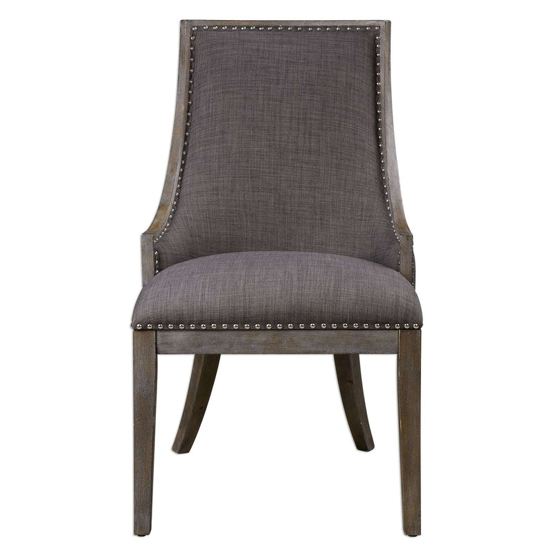 Aidrian Charcoal Gray Accent Chair-Uttermost-UTTM-23305-Dining Chairs-1-France and Son