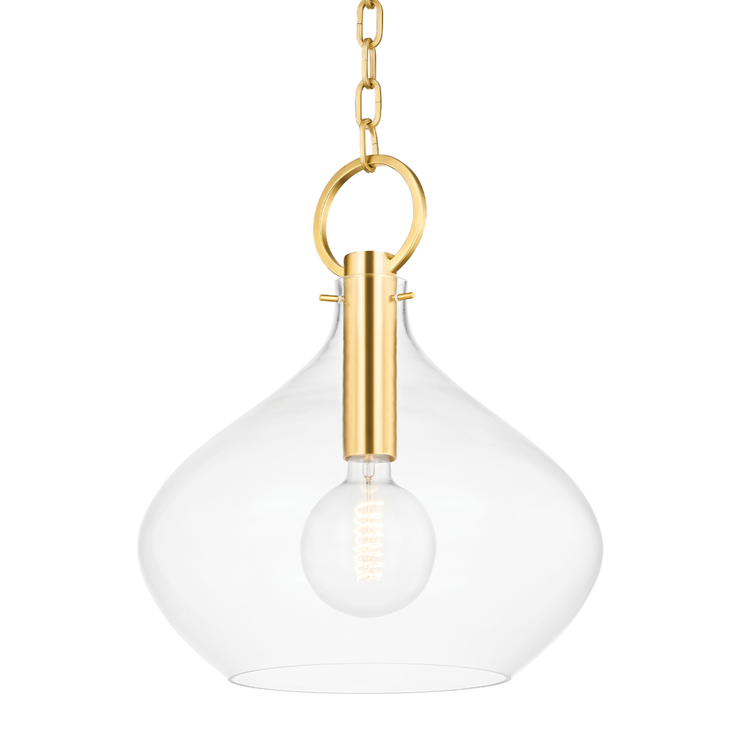 Lina 1 Light Large Pendant-Hudson Valley-HVL-BKO253-AGB-PendantsAged Brass-1-France and Son