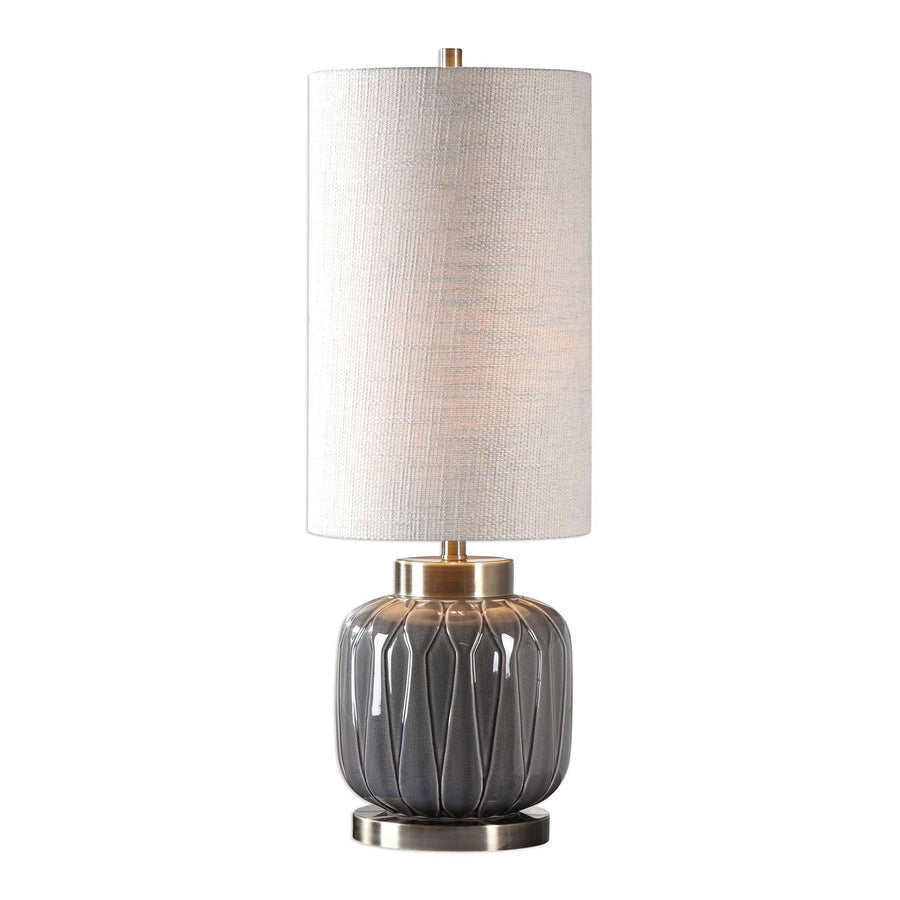 Zahlia Aged Gray Ceramic Lamp-Uttermost-UTTM-29559-1-Table Lamps-1-France and Son