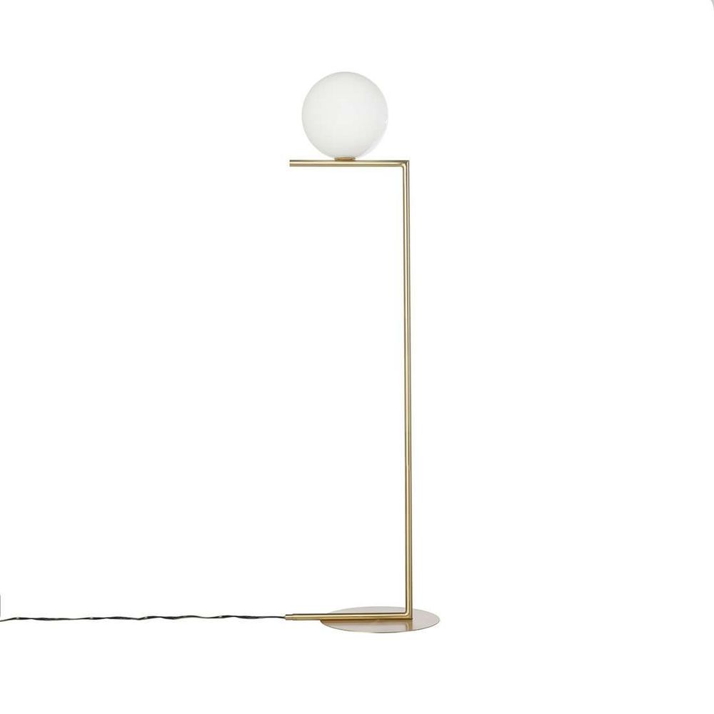 Modern Brass Ball Floor Lamp-France & Son-LM5632FBRSWHT-Floor Lamps-1-France and Son