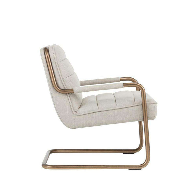 Lincoln Lounge Chair - Rustic Bronze - Beige Linen Fabric-Sunpan-SUNPAN-102584-Lounge Chairs-2-France and Son