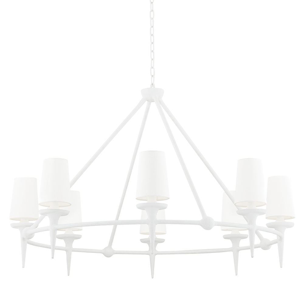 Torch 8 Light Chandelier-Hudson Valley-HVL-6648-WP-ChandeliersWhite Plaster-2-France and Son