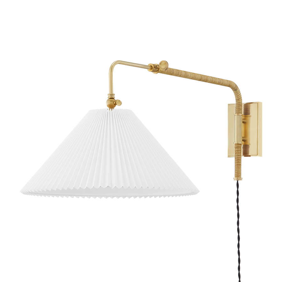 Dorset 1 Light Plug In Wall Scone-Hudson Valley-HVL-MDS510-AGB-Wall Lighting-1-France and Son