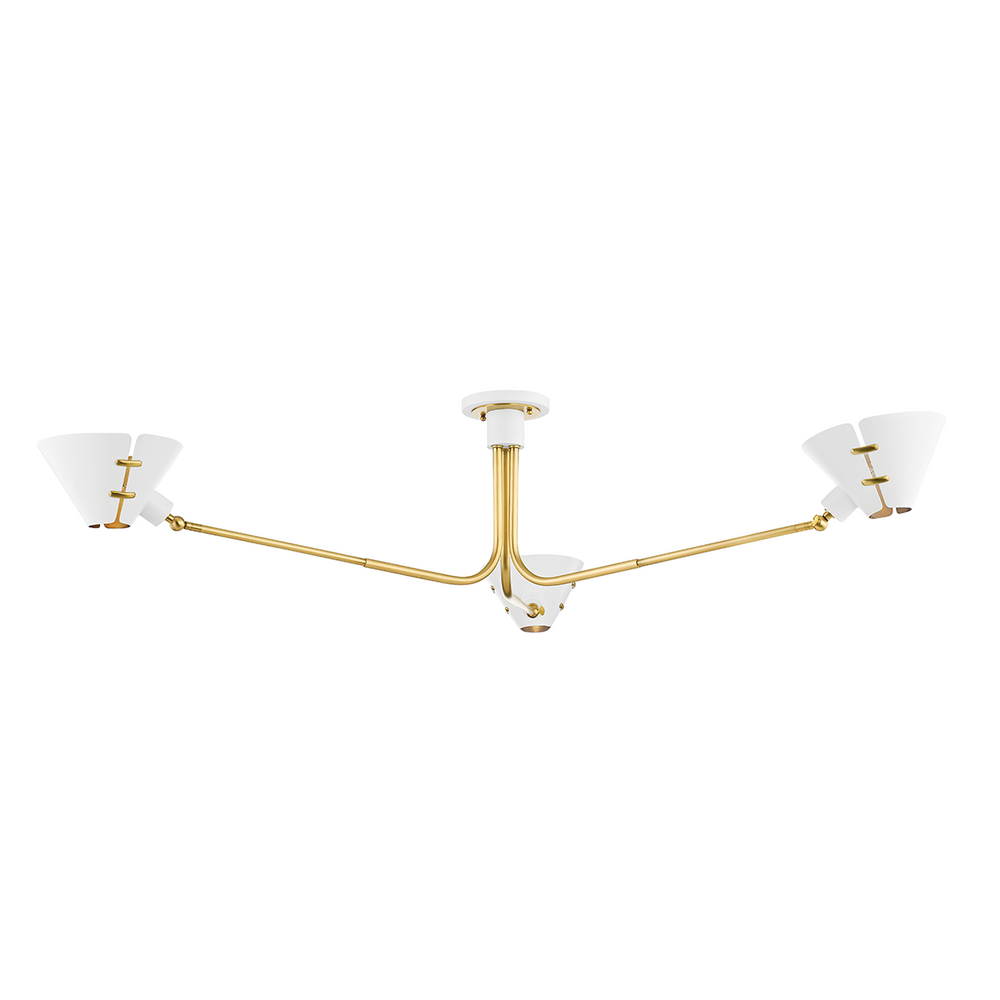 Split 3 Light Semi Flush Aged Brass / Soft White-Hudson Valley-HVL-KBS1752803-AGB/SWH-Flush Mounts-2-France and Son