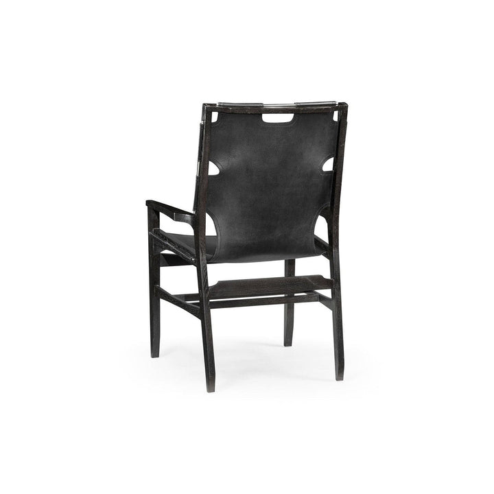 Casual Mid-cent Slung Leather Arm Chair-Jonathan Charles-JCHARLES-495097-AC-MAO-Dining Chairs-2-France and Son