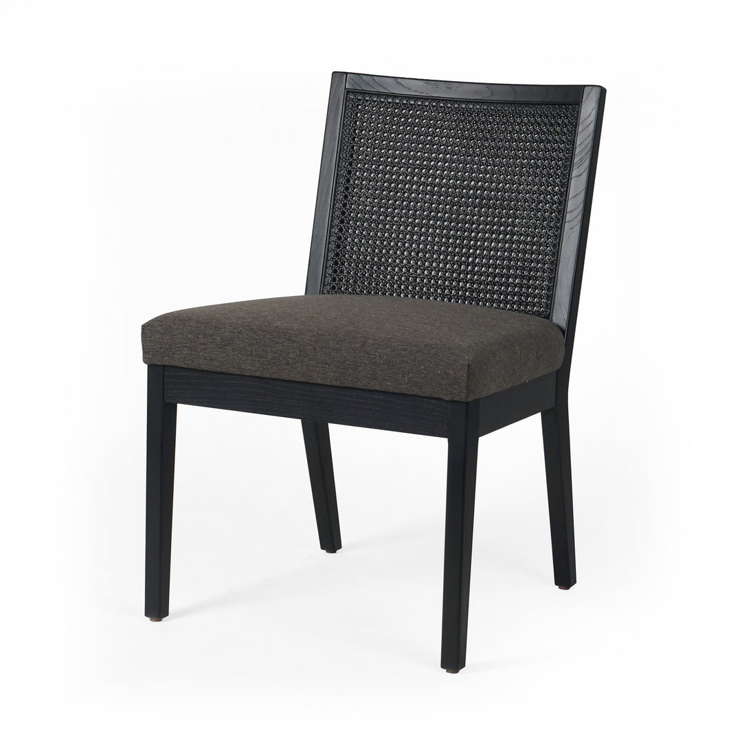 Antonia Cane Armless Dining Chair-Four Hands-FH-100054-010-Dining ChairsBrushed Ebony-Savile Charcoal-4-France and Son