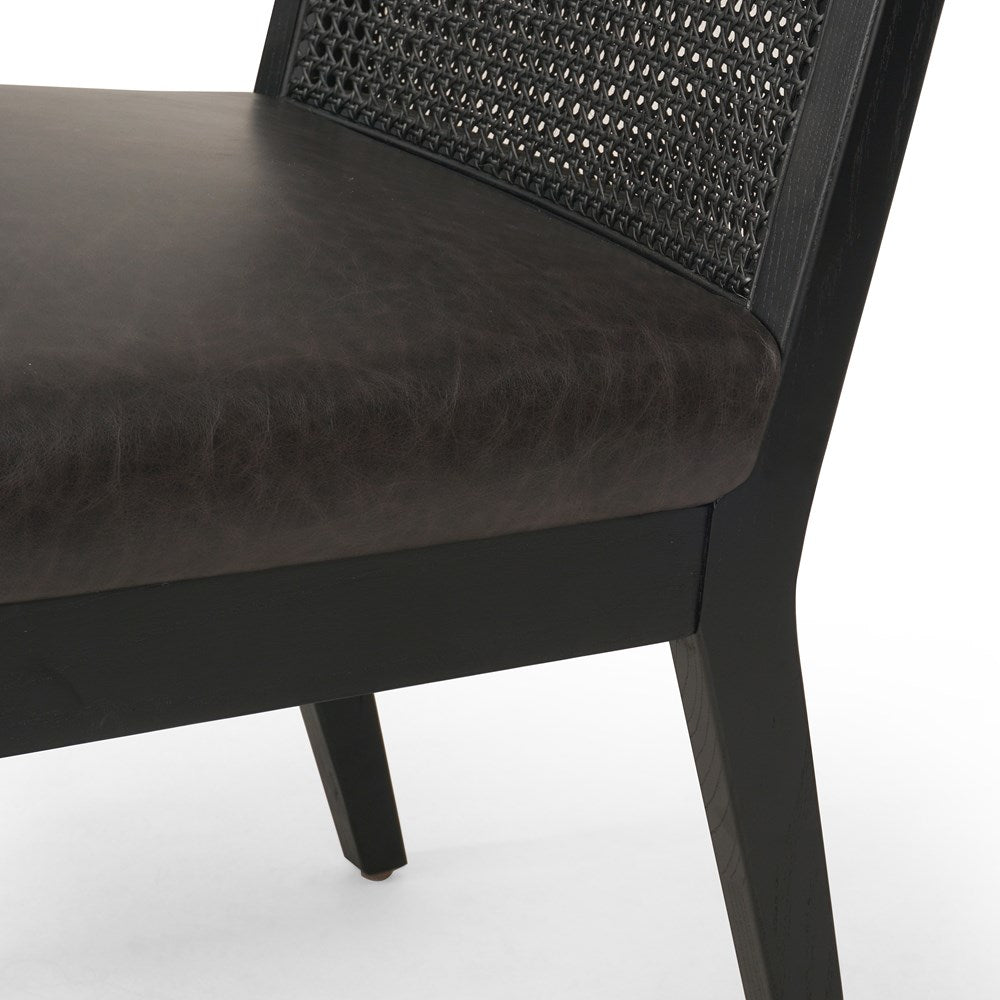 Antonia Cane Armless Dining Chair-Four Hands-FH-100054-009-Dining ChairsBrushed Ebony-Savile Flax-7-France and Son
