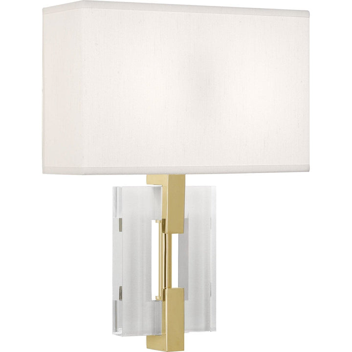 Lincoln Wall Sconce-Robert Abbey Fine Lighting-ABBEY-1009-Outdoor Wall SconcesRectangular Pearl Dupioni Silk Shade / Aged Brass-1-France and Son