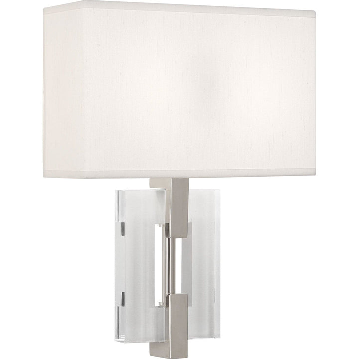 Lincoln Wall Sconce-Robert Abbey Fine Lighting-ABBEY-1010-Outdoor Wall SconcesRectangular Pearl Dupioni Silk Shade / Polished Nickel-3-France and Son
