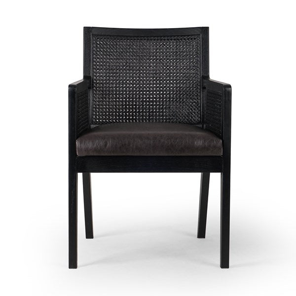 Antonia Cane Dining Arm Chair-Four Hands-FH-101019-012-Dining ChairsEbony / Black Leather-8-France and Son