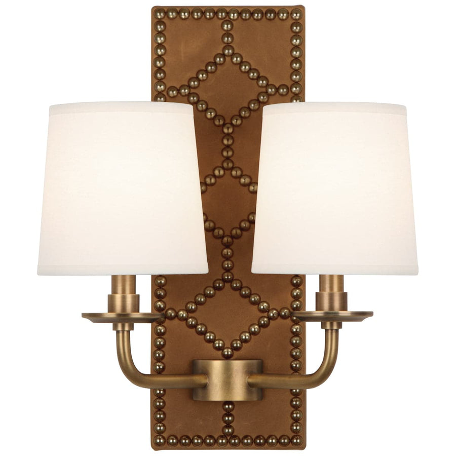 Williamsburg Lightfoot Wall Sconce-Robert Abbey Fine Lighting-ABBEY-1030-Wall LightingEnglish Ochre Leather / Aged Brass Accents-1-France and Son