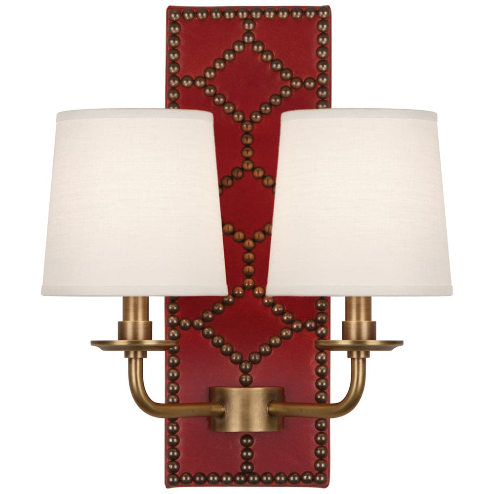 Williamsburg Lightfoot Wall Sconce-Robert Abbey Fine Lighting-ABBEY-1031-Wall LightingDragons Blood Leather / Aged Brass Accents-2-France and Son