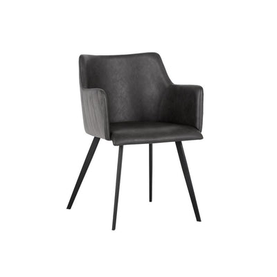 Griffin Dining Armchair-Sunpan-SUNPAN-105083-Dining ChairsNovember Grey / Bravo Cognac-1-France and Son