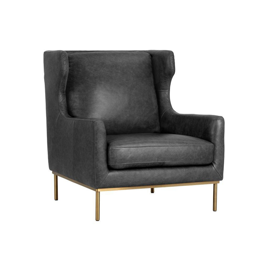 Virgil Chair-Sunpan-SUNPAN-103680-Lounge ChairsMarseille Black-100% Buffalo Leather-1-France and Son