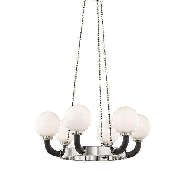 Werner Black Pendant 6 Lamp-Hudson Valley-HVL-3636-AGB/BK-PendantsAged Brass-2-France and Son