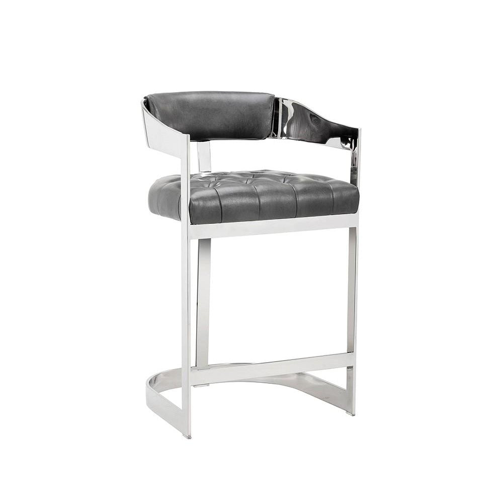 Beaumont Bar + Counter stool-Sunpan-SUNPAN-104015-Bar StoolsCounter Stool-cantina magnetite-Polished Stainless Steel-20-France and Son