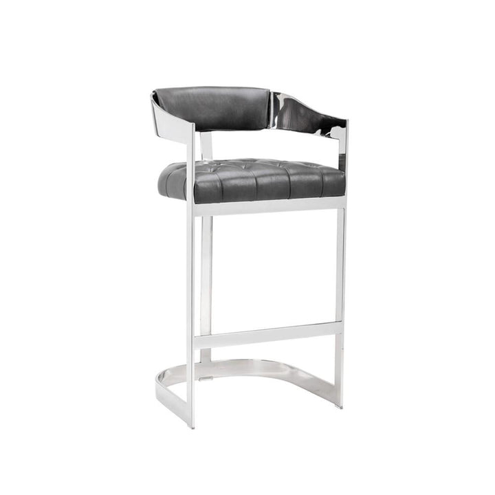 Beaumont Bar + Counter stool-Sunpan-SUNPAN-104016-Bar StoolsBar Stool-cantina magnetite-Polished Stainless Steel-11-France and Son