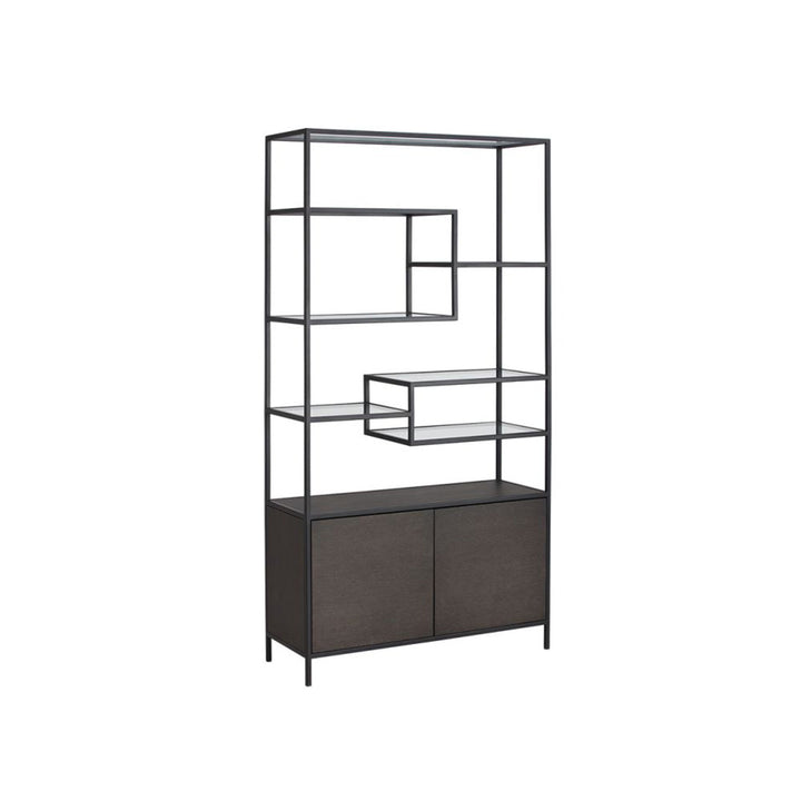 Stamos Bookcase-Sunpan-SUNPAN-104636-Bookcases & CabinetsCharcoal Grey-Black-1-France and Son