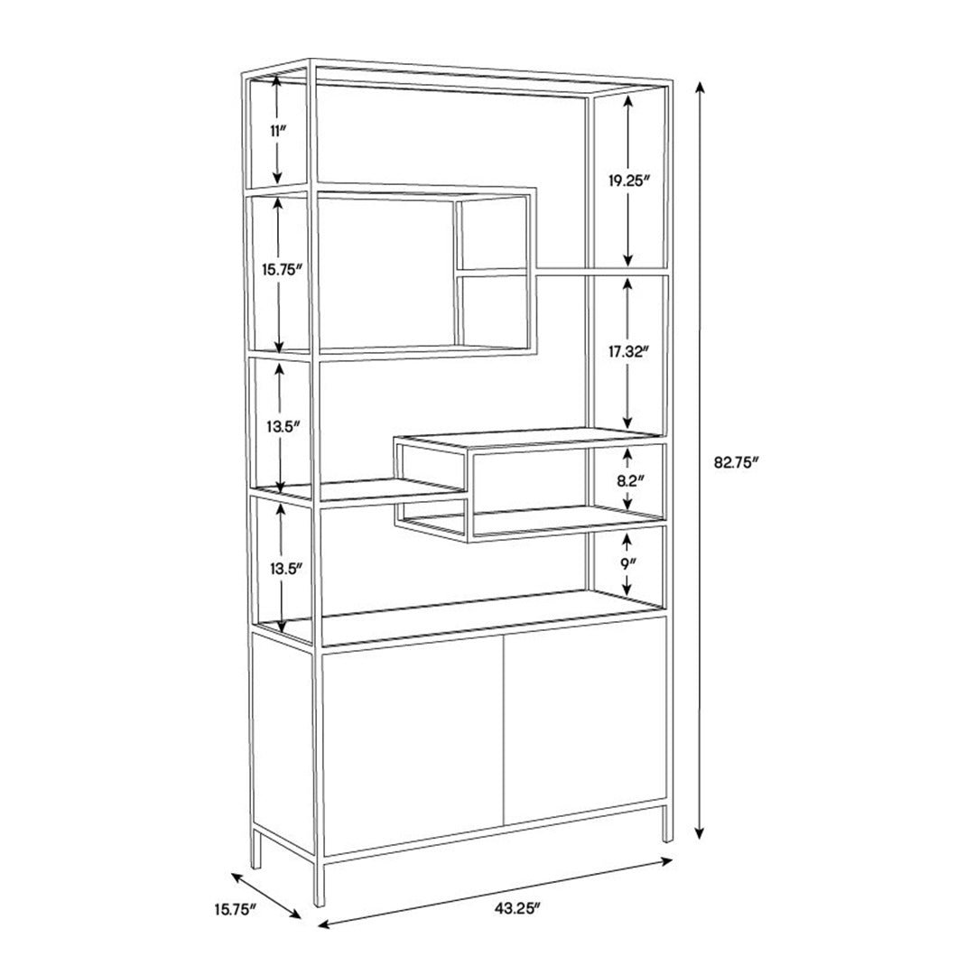 Stamos Bookcase-Sunpan-SUNPAN-104636-Bookcases & CabinetsCharcoal Grey-Black-13-France and Son