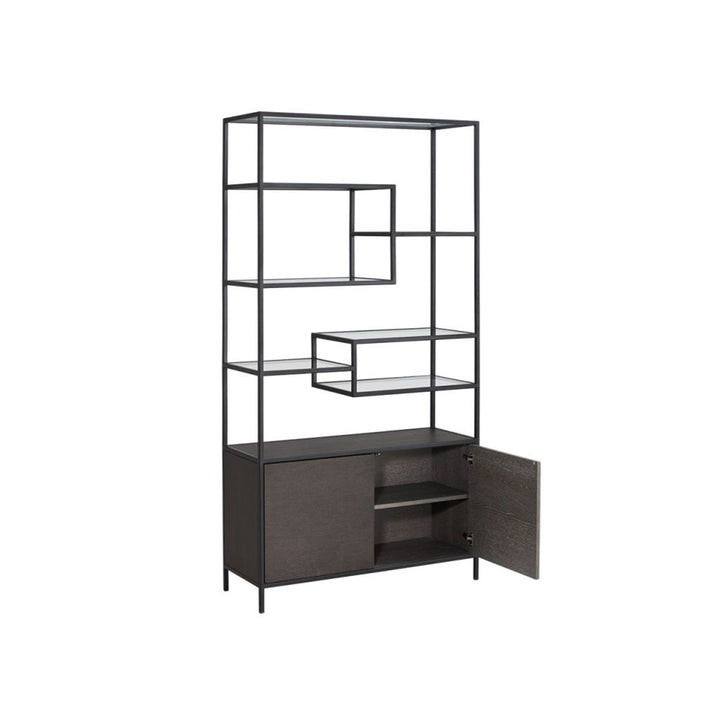 Stamos Bookcase-Sunpan-SUNPAN-104636-Bookcases & CabinetsCharcoal Grey-Black-7-France and Son