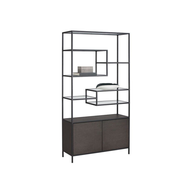 Stamos Bookcase-Sunpan-SUNPAN-104636-Bookcases & CabinetsCharcoal Grey-Black-6-France and Son