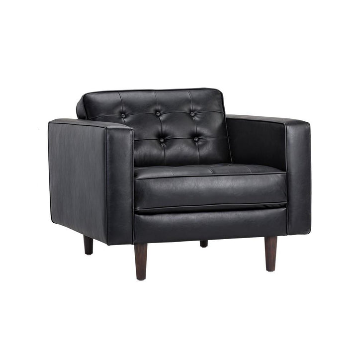 Donnie Armchair-Sunpan-SUNPAN-104899-Lounge ChairsCoal Black-Faux Leather-18-France and Son