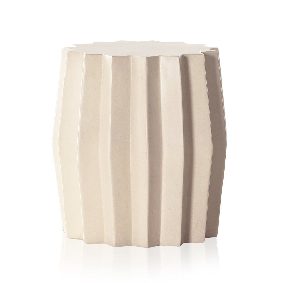 Gem Outdoor End Table-Four Hands-FH-105012-002-Outdoor Side TablesParchment White-3-France and Son