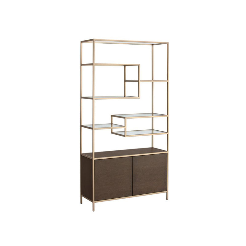 Stamos Bookcase-Sunpan-SUNPAN-105240-Bookcases & CabinetsRaw Umber-Gold-9-France and Son