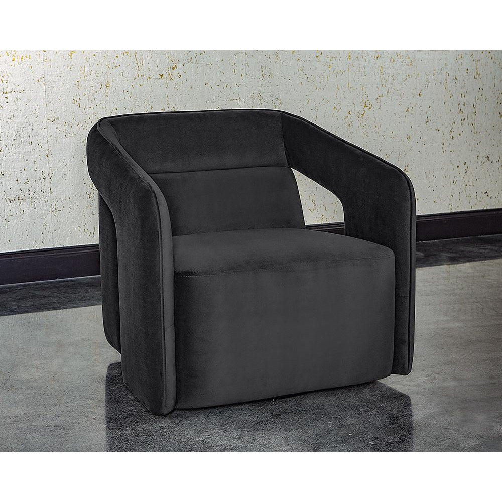 Kendrick Swivel Chair-Sunpan-SUNPAN-105921-Lounge ChairsBlack-2-France and Son