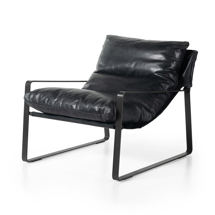 Emmett Sling Chair - Leather-Four Hands-FH-105995-017-Lounge ChairsDakota Black-14-France and Son